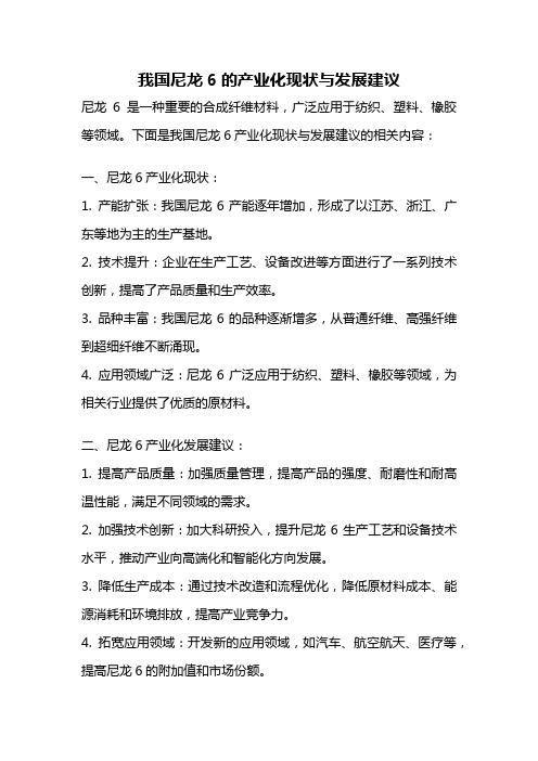 我国尼龙6的产业化现状与发展建议