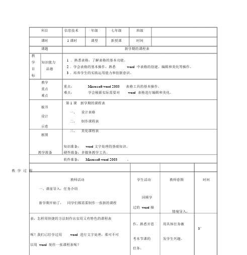 2014信息技术教案七年级下册全