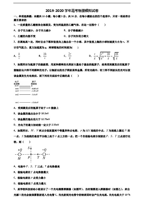 黑龙江省黑河市2020高考物理复习检测试题