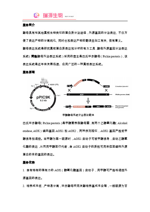 酵母外源基因分泌表达系统