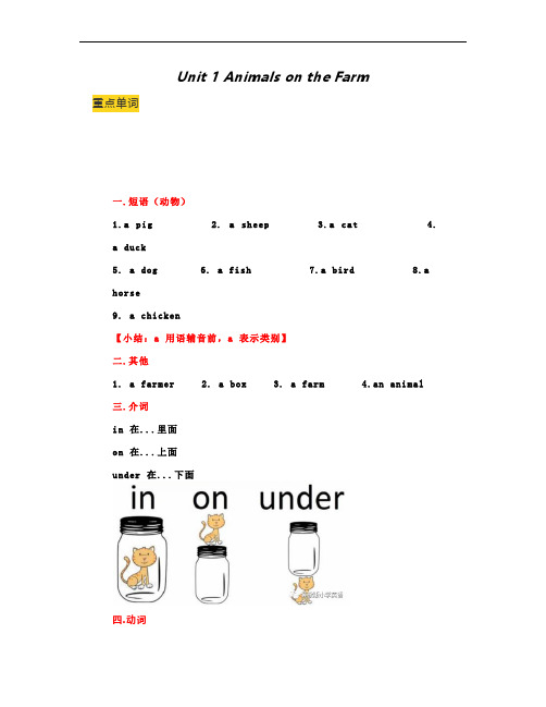 小学英语三年级下册第一单元知识总结