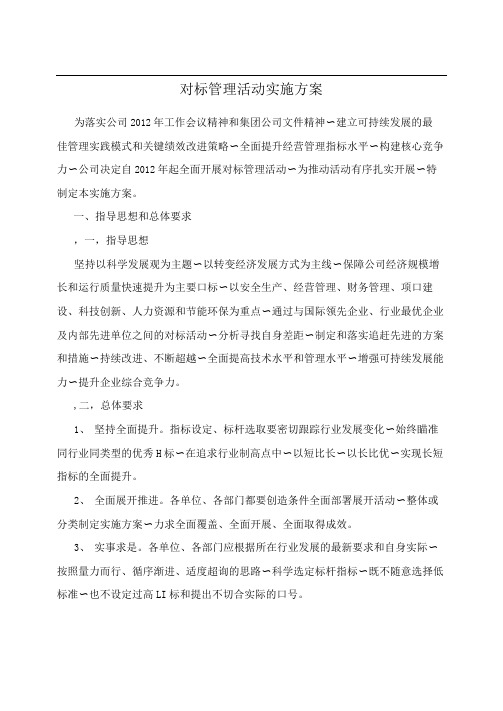 对标管理活动实施方案