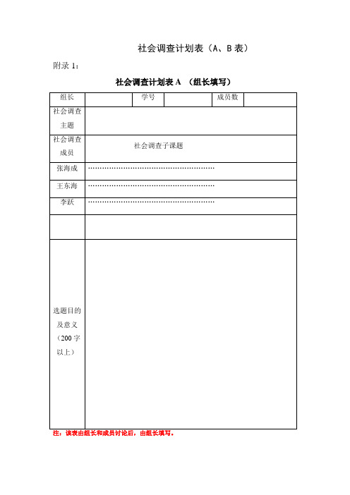 毛邓三社会调查计划表