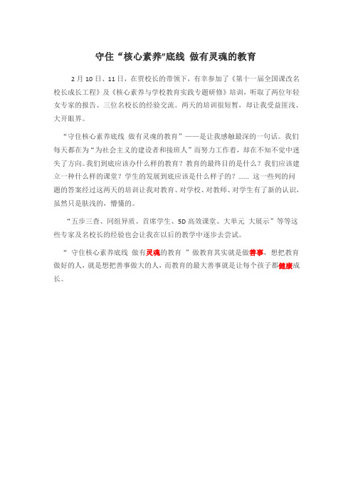 守住“核心素养”底线 做有灵魂的教育