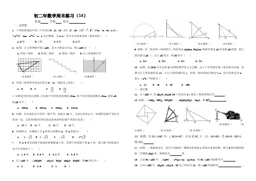 初二八年级数学周末练习