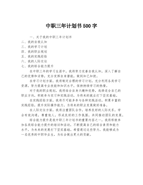 中职三年计划书500字