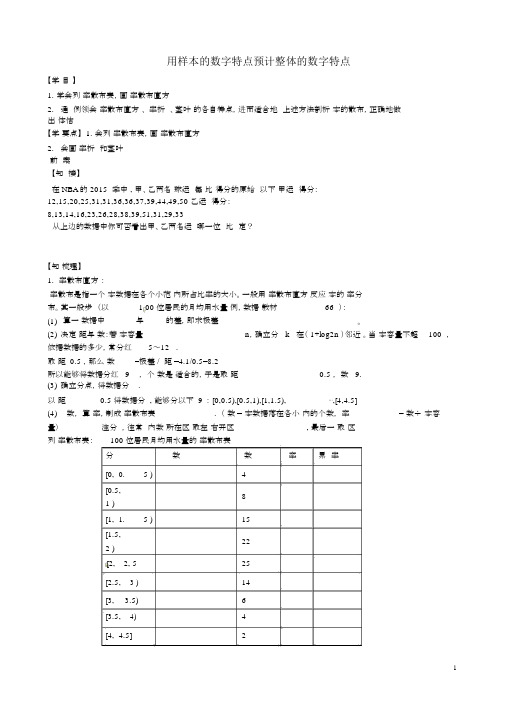 高中数学2.2.1用样本的频率分布估计总体分布导学案新人教A版必修3