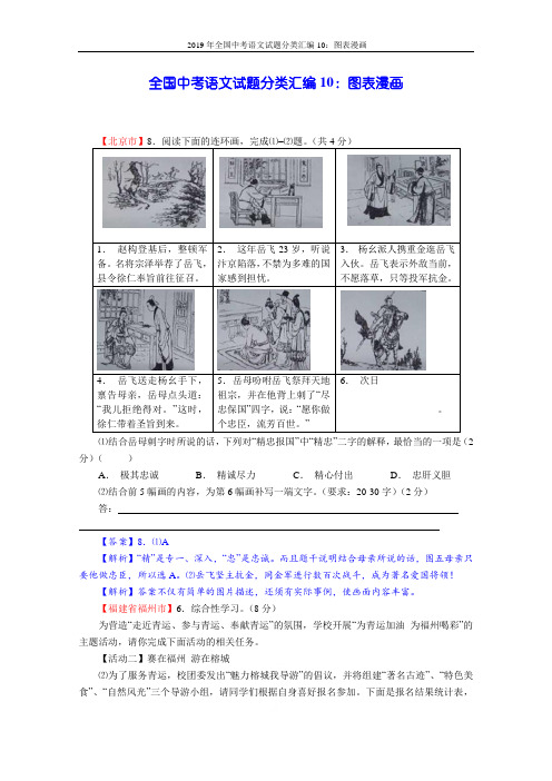 2019年全国中考语文试题分类汇编10：图表漫画