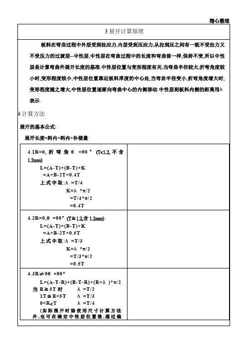 钣金折弯展开计算