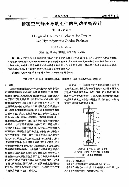 精密空气静压导轨组件的气动平衡设计