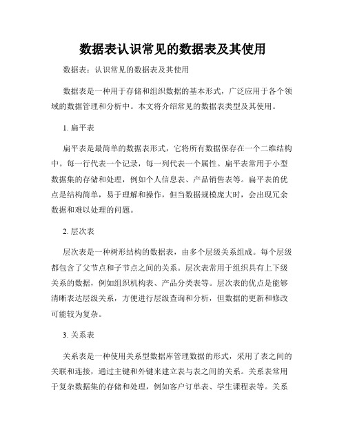 数据表认识常见的数据表及其使用