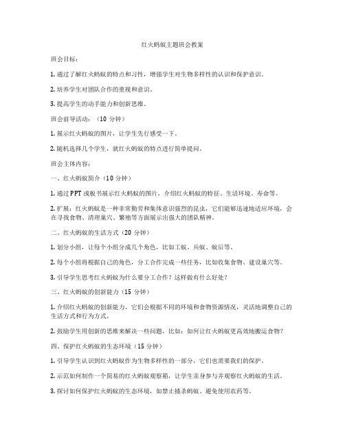 红火蚂蚁主题班会教案