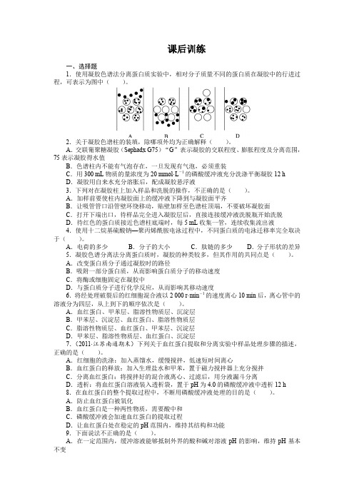 精品人教版高中生物选修1课后训练：专题5课题3血红蛋白的提取和分离 Word版含解析