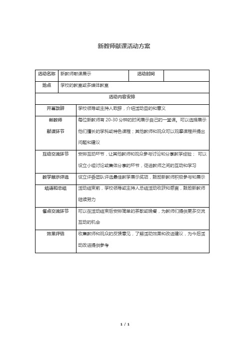 新教师献课活动方案