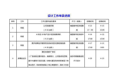 设计工作单及进度