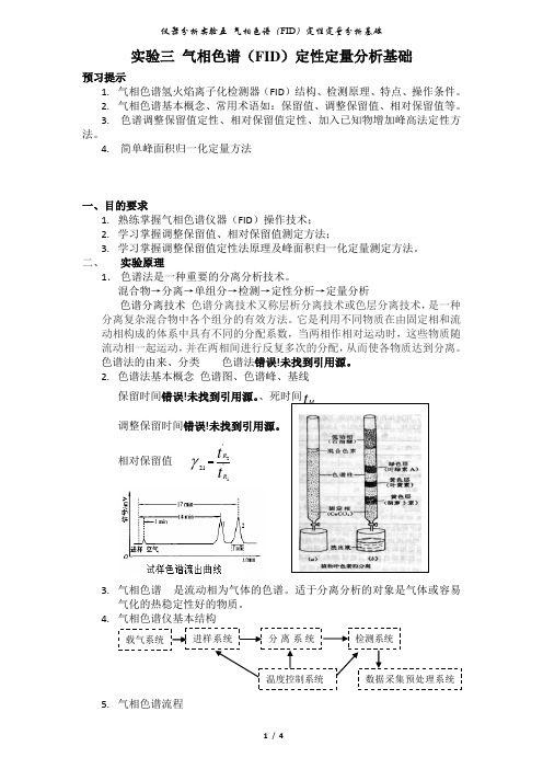 实验三 气相色谱定性定量分析基础