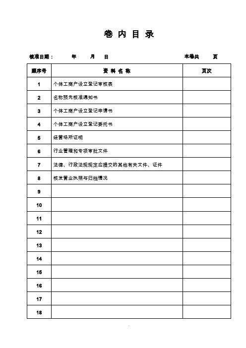 个体工商户申请设立登记档案范本