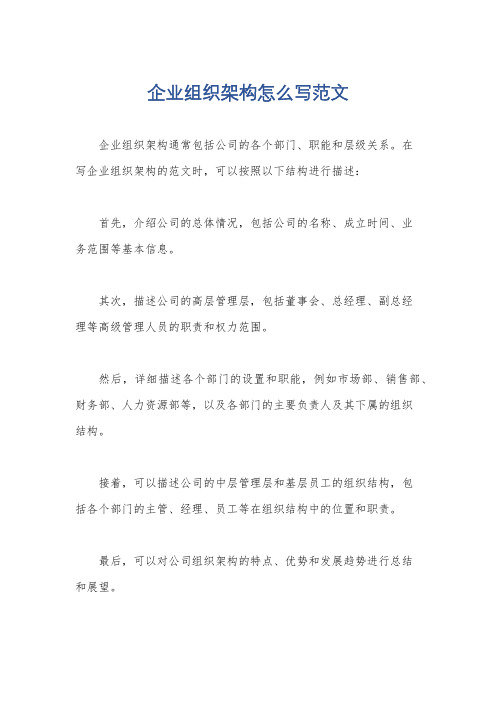 企业组织架构怎么写范文