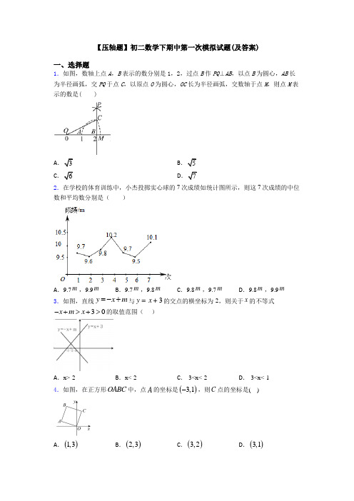 【压轴题】初二数学下期中第一次模拟试题(及答案)