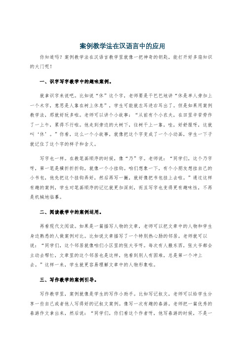 案例教学法在汉语言中的应用