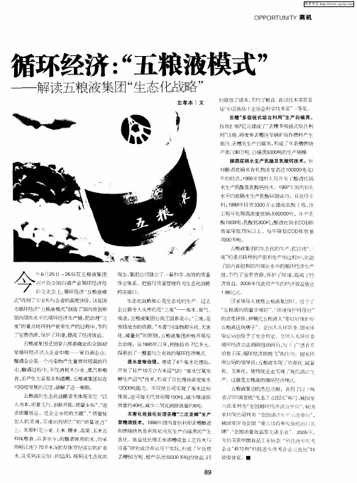 循环经济：“五粮液模式”——解读五粮液集团“生态化战略”