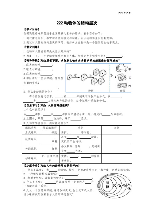 《动物体的结构层次》学案