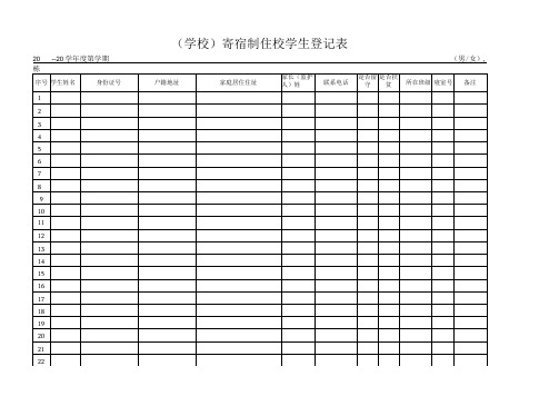 寄宿制学生宿舍管理用表