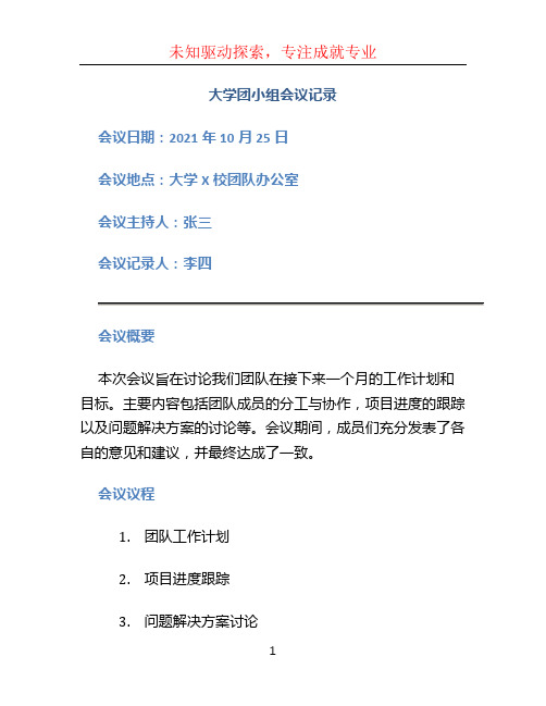 大学团小组会议记录