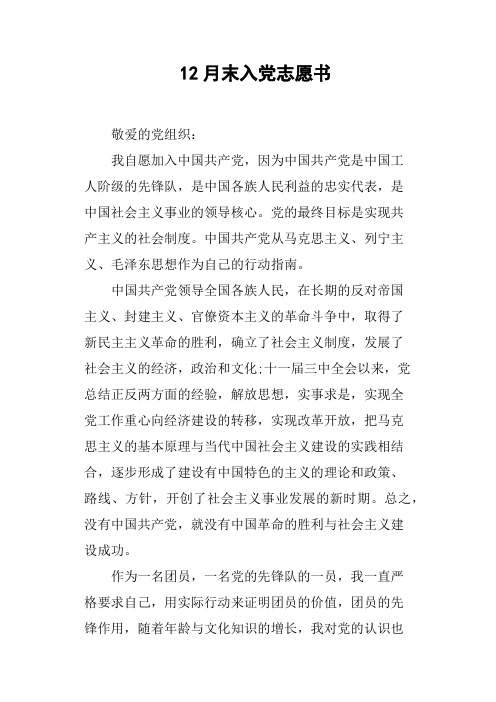 12月末入党志愿书