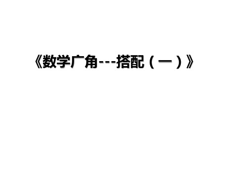 人教版数学二年级上册第八单元数学广角搭配(一)课件