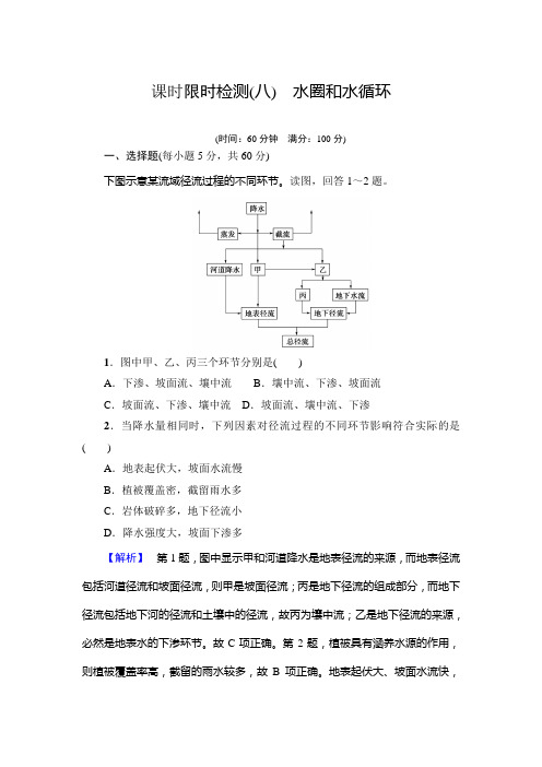 高考讲坛高考地理鲁教一轮课时检测8 水圈和水循环