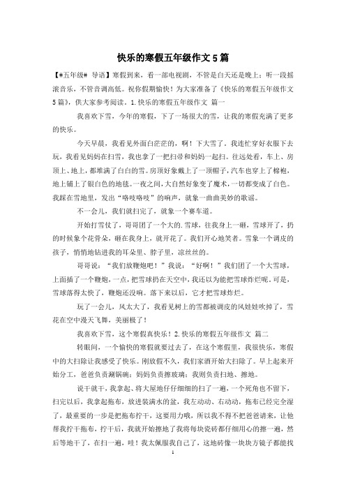 快乐的寒假五年级作文5篇