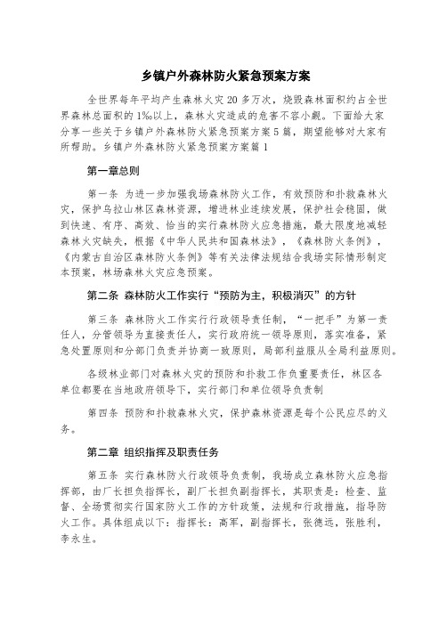 乡镇户外森林防火紧急预案方案