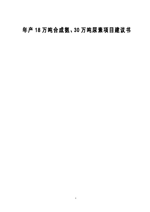 年产18万吨合成氨及30万吨尿素项目可行性研究分析报告