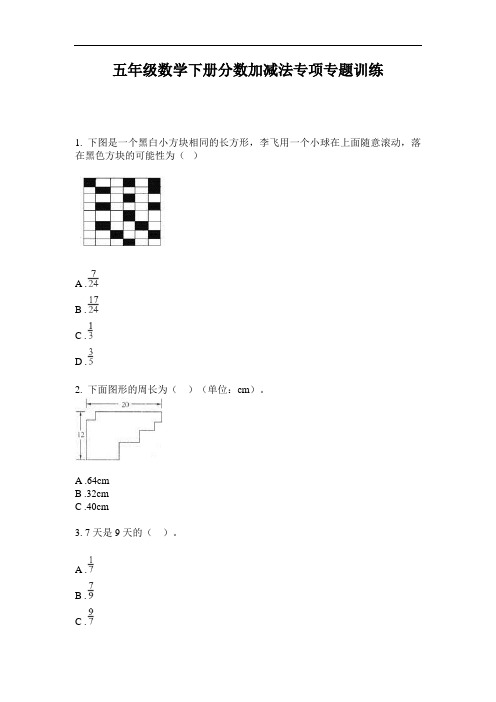 五年级数学下册分数加减法专项专题训练-2020-2021最新人教