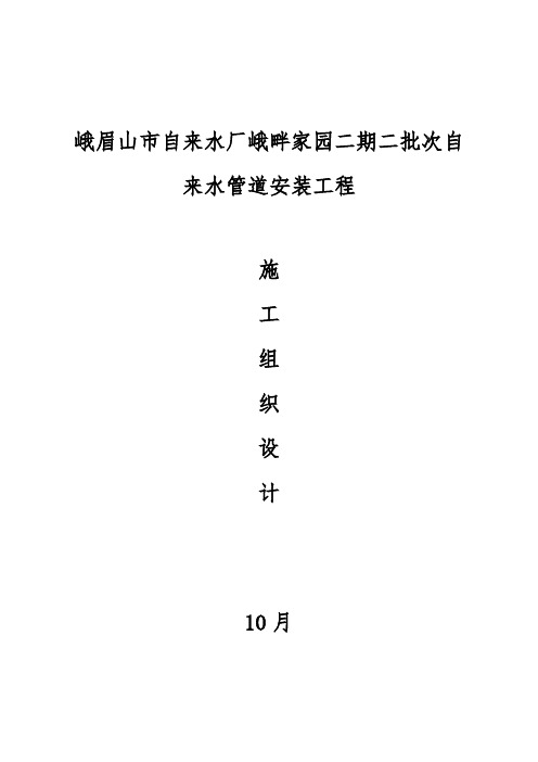 自来水管道综合项目施工专项方案