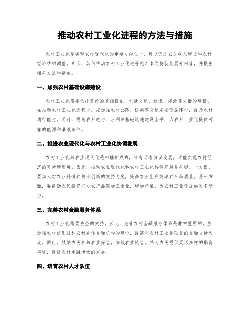 推动农村工业化进程的方法与措施