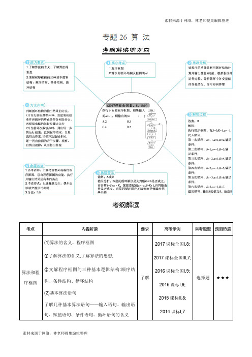 三年高考(2016-2018)数学(文)试题分项版解析——专题26 算法(解析版)