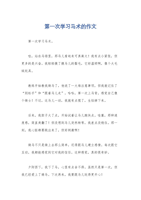 第一次学习马术的作文