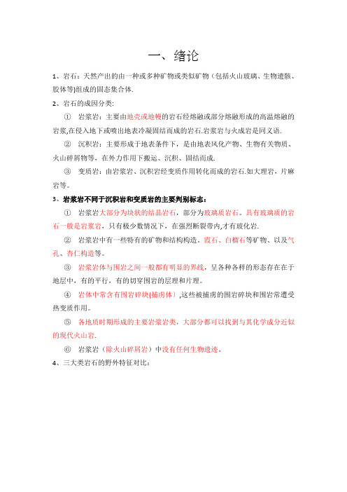 岩石学期末复习提纲