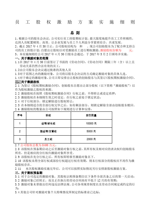 员工股权激励方案实施细则