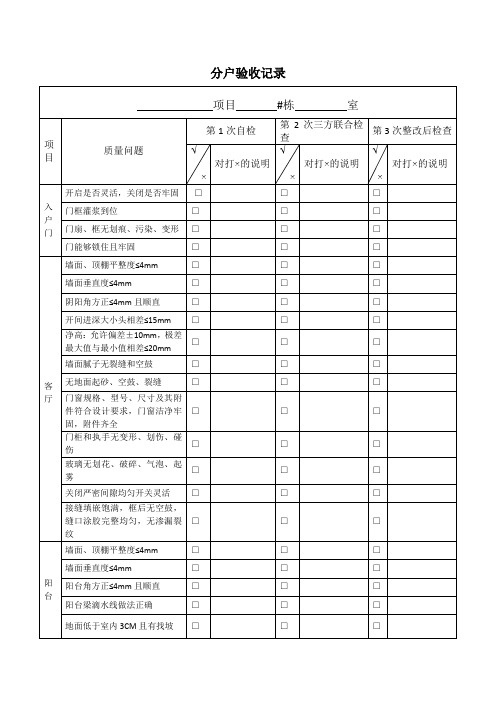 住宅分户验收记录表