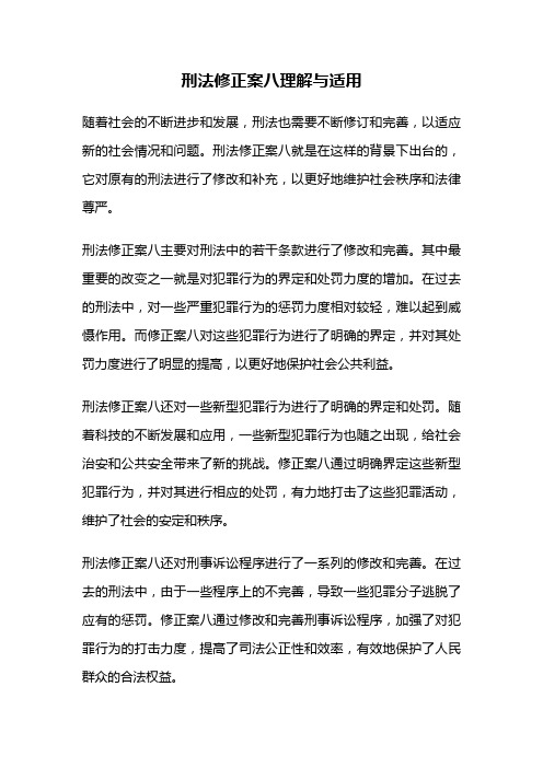 刑法修正案八理解与适用