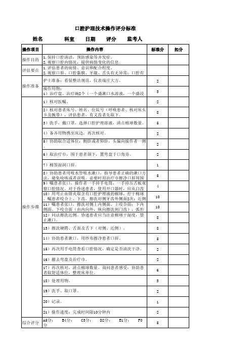 口腔护理技术操作标准