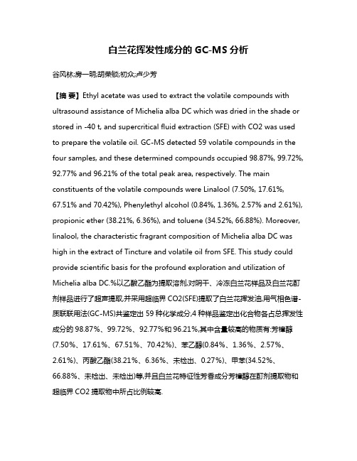 白兰花挥发性成分的GC-MS分析