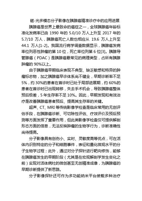 磁-光多模态分子影像在胰腺癌精准诊疗中的应用进展