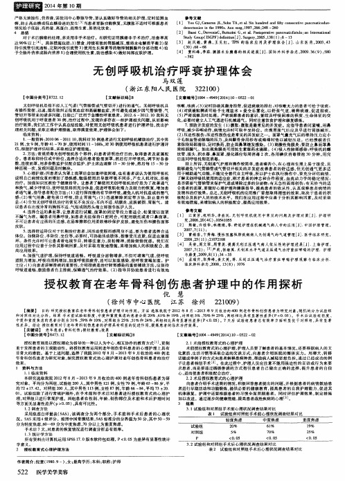 无创呼吸机治疗呼衰护理体会