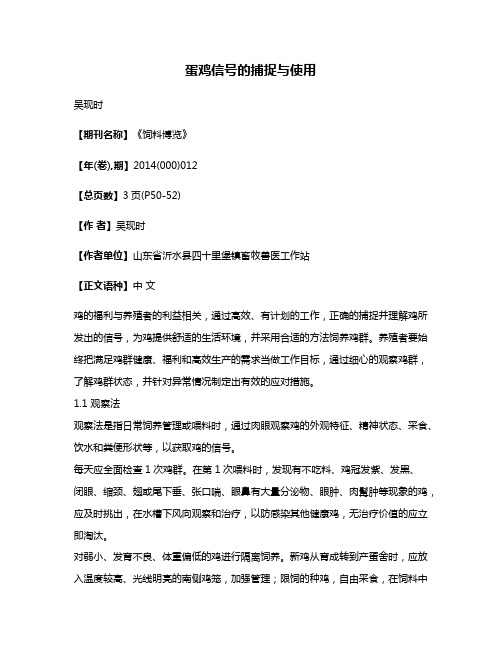 蛋鸡信号的捕捉与使用