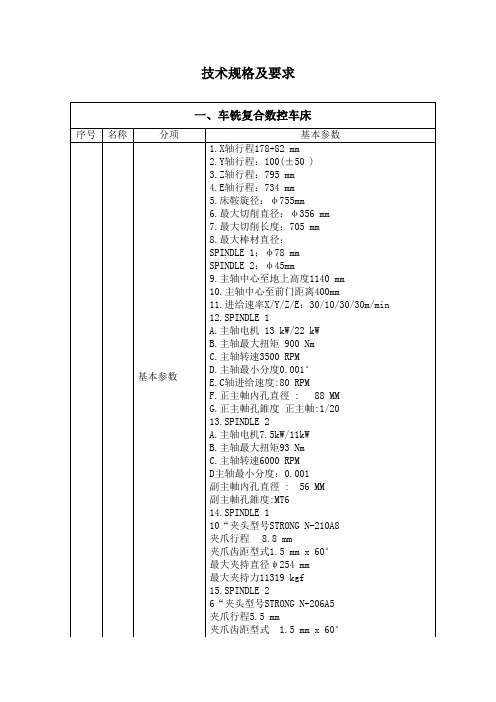 技术规格及要求