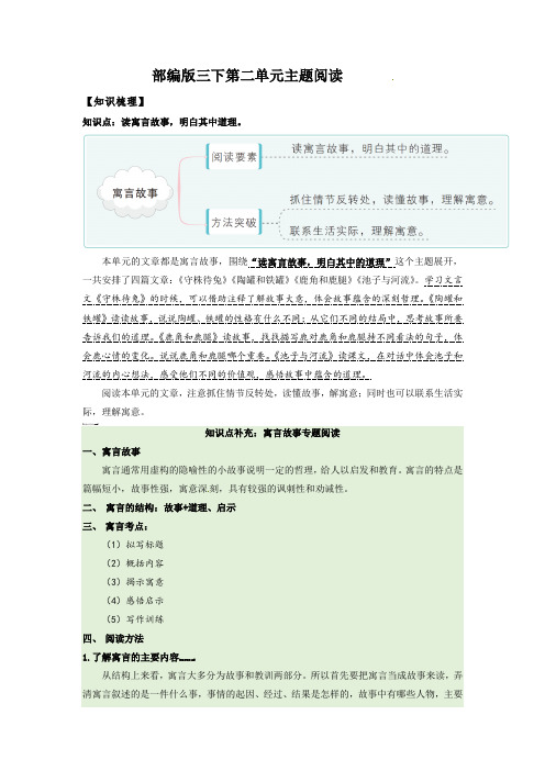 第2单元主题阅读(知识梳理+精选阅读)三年级语文下册 部编版